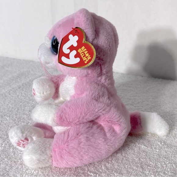 Ty Beanie Bellies Lillibelle Pink White Cat Stuffed Animal Plush Toy - Picture 2 of 12